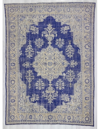 Blue & Beige vintage Turkish Oushak rug