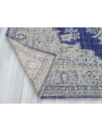 Blue & Beige vintage Turkish Oushak rug