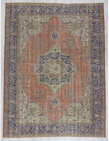 Vintage large worn Turkish Oushak rug