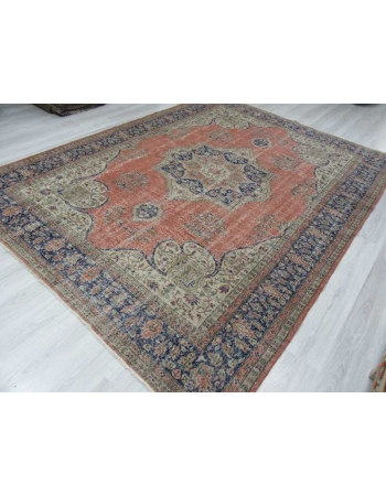 Vintage large worn Turkish Oushak rug