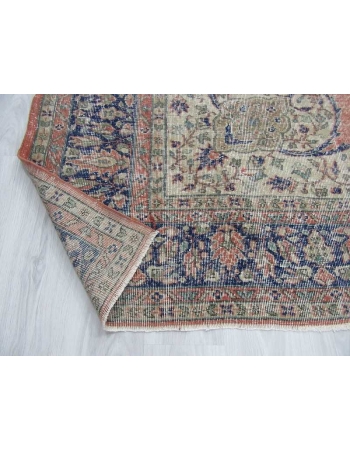 Vintage large worn Turkish Oushak rug