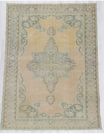 Washed out vintage Turkish Oushak rug