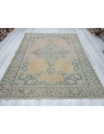 Washed out vintage Turkish Oushak rug