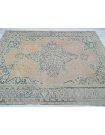 Washed out vintage Turkish Oushak rug