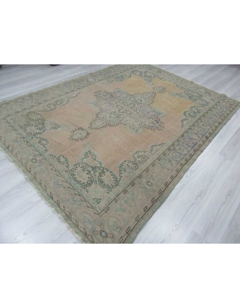 Washed out vintage Turkish Oushak rug