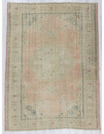 Handknotted washed out Turkish oushak rug