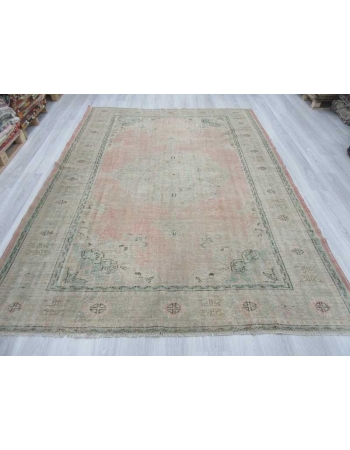 Handknotted washed out Turkish oushak rug