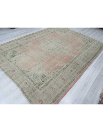 Handknotted washed out Turkish oushak rug