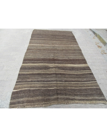 Vintage brown goat hair kilim rug