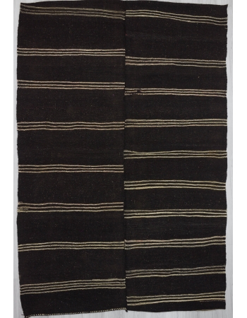 Vintage black white striped kilim rug