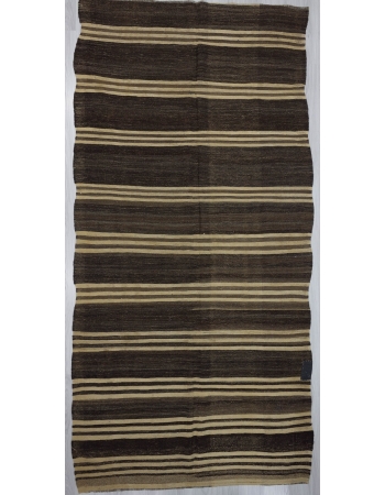 Brown / Ivory Striped Turkish kilim rug