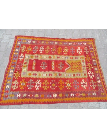 Vintage Turkish prayer kilim rug