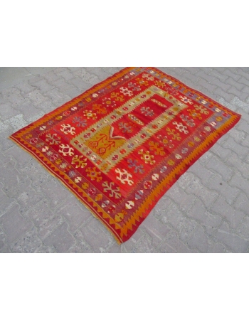 Vintage Turkish prayer kilim rug