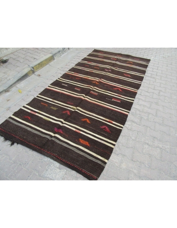 Embroidered vintage kilim rug