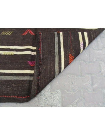 Embroidered vintage kilim rug