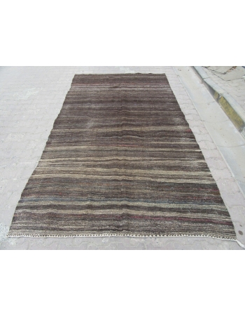 Vintage gray and brown kilim rug