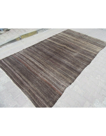 Vintage gray and brown kilim rug