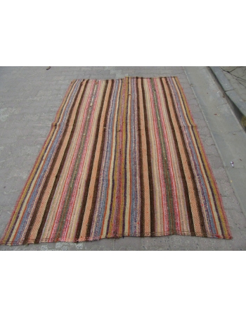 Vintage Striped, Vintage Modern Wool Turkish Marash Kilim Rug