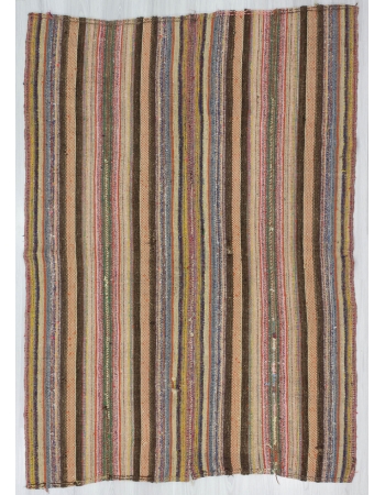 Vintage Striped, Vintage Modern Wool Turkish Marash Kilim Rug
