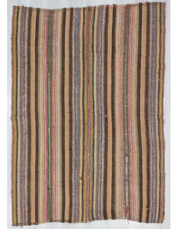 Vintage Striped, Vintage Modern Wool Turkish Marash Kilim Rug