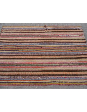 Vintage Striped, Vintage Modern Wool Turkish Marash Kilim Rug