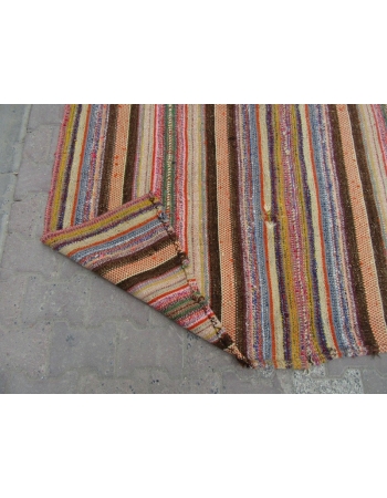 Vintage Striped, Vintage Modern Wool Turkish Marash Kilim Rug