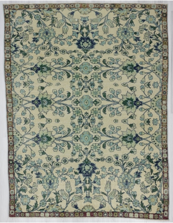 Vintage Art Deco, Floral Oushak Rug