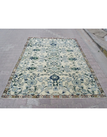 Vintage Art Deco, Floral Oushak Rug