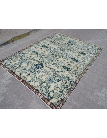 Vintage Art Deco, Floral Oushak Rug