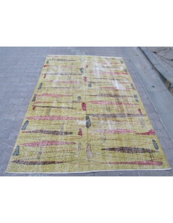 Vintage Yellow Oushak Rug