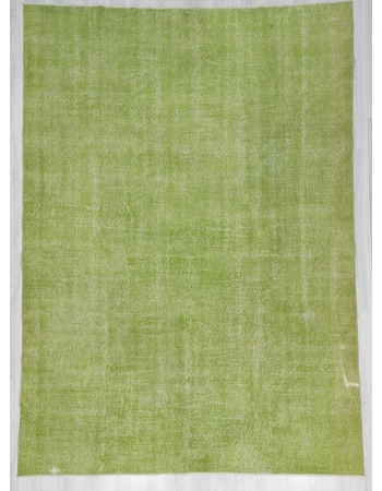 Vintage Plain Green Oushak Rug