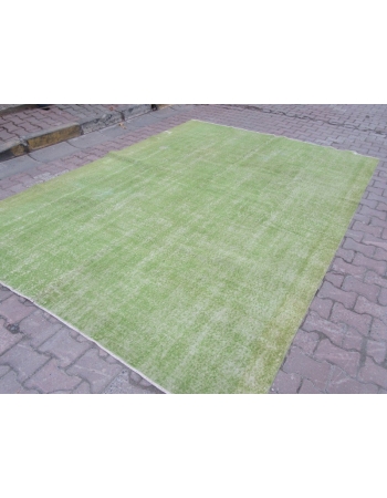 Vintage Plain Green Oushak Rug