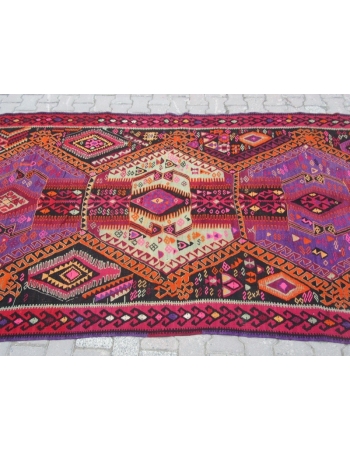 Vintage Wool Turkish Kars Kilim Rug