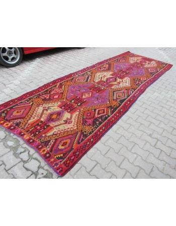 Vintage Wool Turkish Kars Kilim Rug