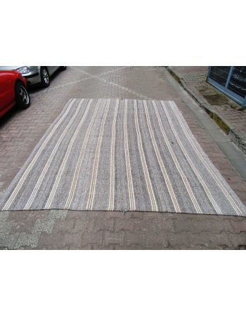 Vintage Gray Turkish Adana Kilim Rug