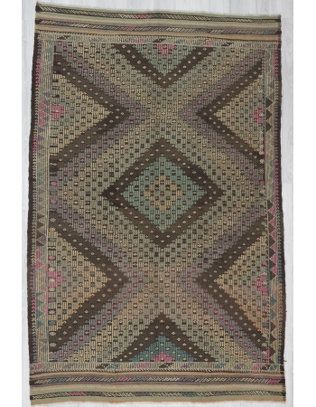 Vintage Turkish Denizli Kilim Rug