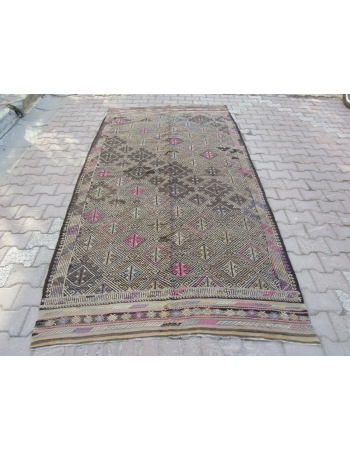 Vintage Turkish Denizli Kilim Rug