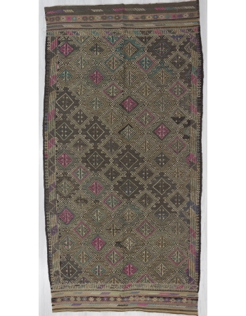 Vintage Turkish Denizli Kilim Rug