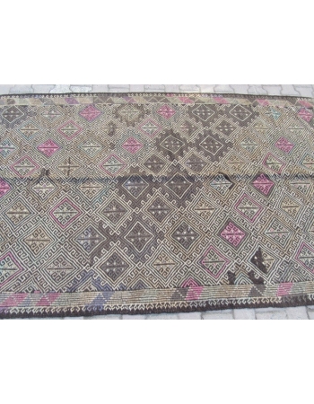 Vintage Turkish Denizli Kilim Rug