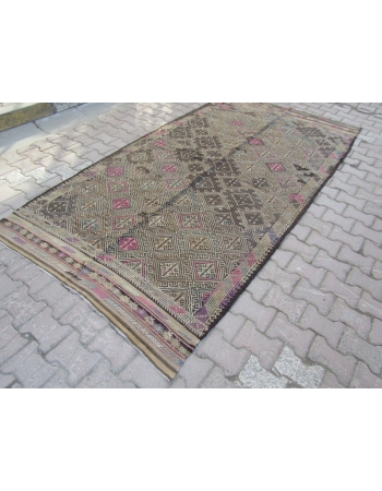 Vintage Turkish Denizli Kilim Rug