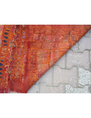 Vintage Orange Wool Iraq Kilim Rug