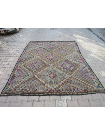 Vintage Turkish Denizli Kilim Rug