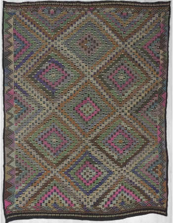 Vintage Turkish Denizli Kilim Rug