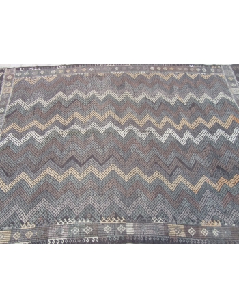 Vintage Brown Turkish Denizli Kilim Rug