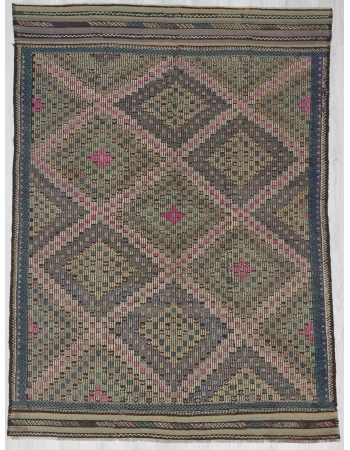 Vintage Turkish Denizli Kilim Rug