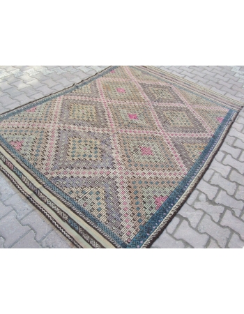 Vintage Turkish Denizli Kilim Rug