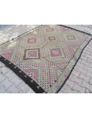 Vintage Turkish Denizli Kilim Rug