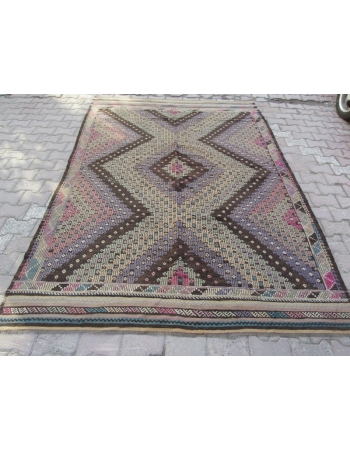 Vintage Turkish Denizli Kilim Rug