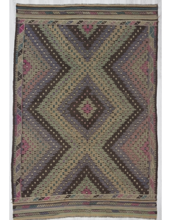 Vintage Turkish Denizli Kilim Rug