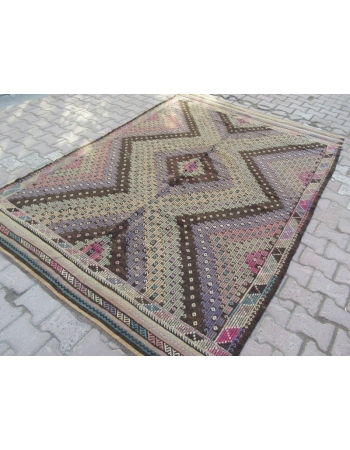 Vintage Turkish Denizli Kilim Rug